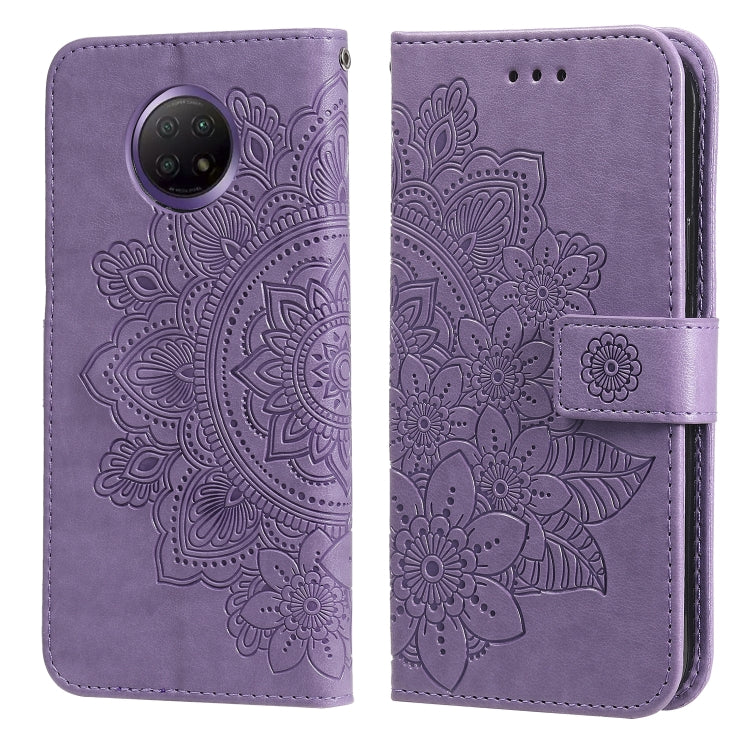 7-petal Flowers Embossing Pattern Horizontal Flip PU Leather Case with Holder & Card Slots & Wallet & Photo Frame, For Xiaomi Redmi Note 9T 5G / Note 9 5G (CN Version), For Xiaomi Redmi Note 9 4G (Foreign Version) / Mi 10X 4G