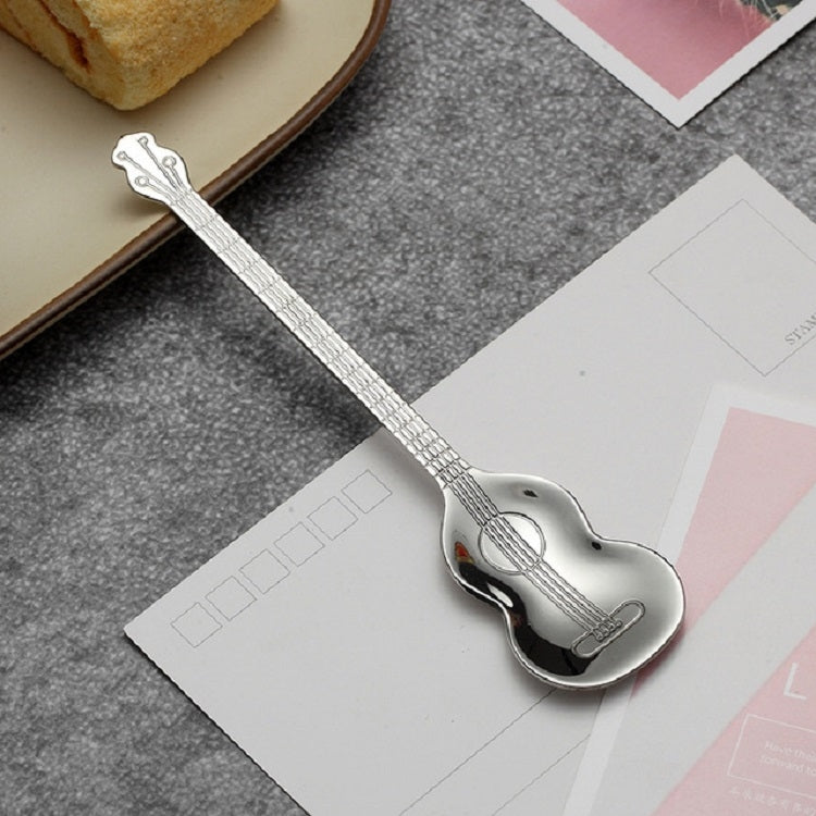 Stainless Steel Coffee Mixing Spoon Creative Musical Instrument Shape Spoon, Guitar Silver, Octagonal Silver, Lute Silver, Yueqin Silver, Guitar Titanium Gold, Octagonal Titanium Gold, Lute Titanium Gold, Yueqin Titanium Gold, Guitar Rose Gold