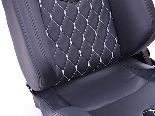 Stuttgart 27312955 Pair of Reclining Leather Bucket Seats Black / Silver