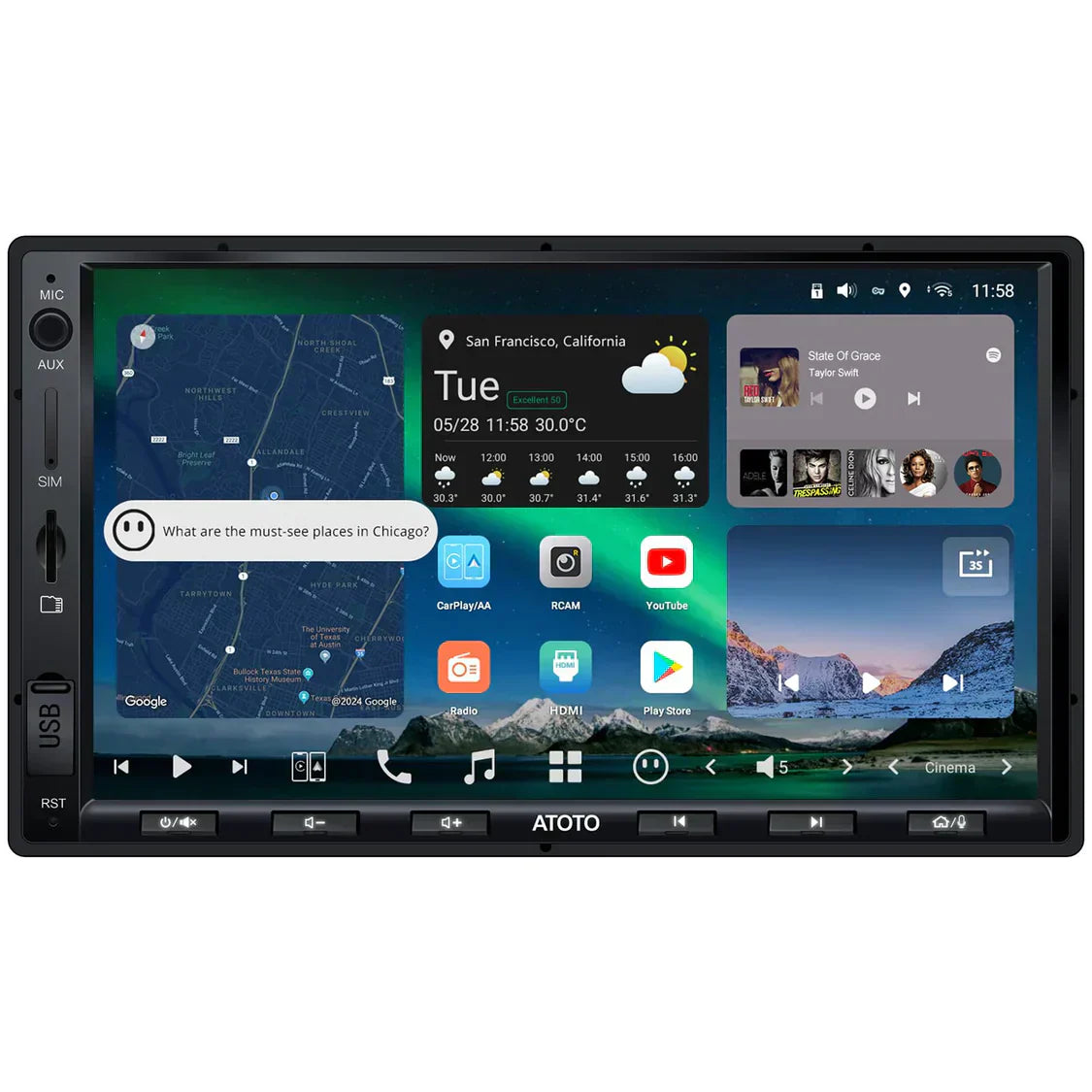 ATOTO X10 / ATOTOZONE X10G2A7E 7inch Button Android In-Dash Navigation, 8G+128G Double Din Car Stereo