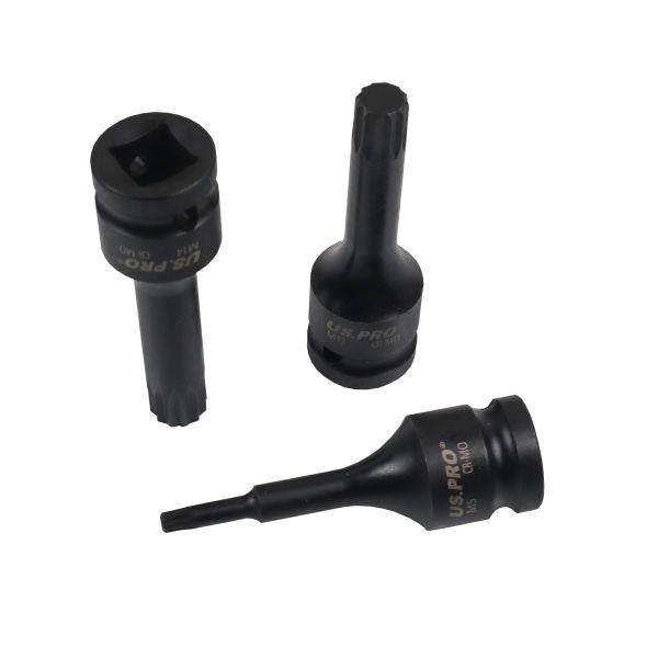 US PRO Tools 9pc 1/2" Dr Impact Spline Bit Sockets M5 - M18 7541