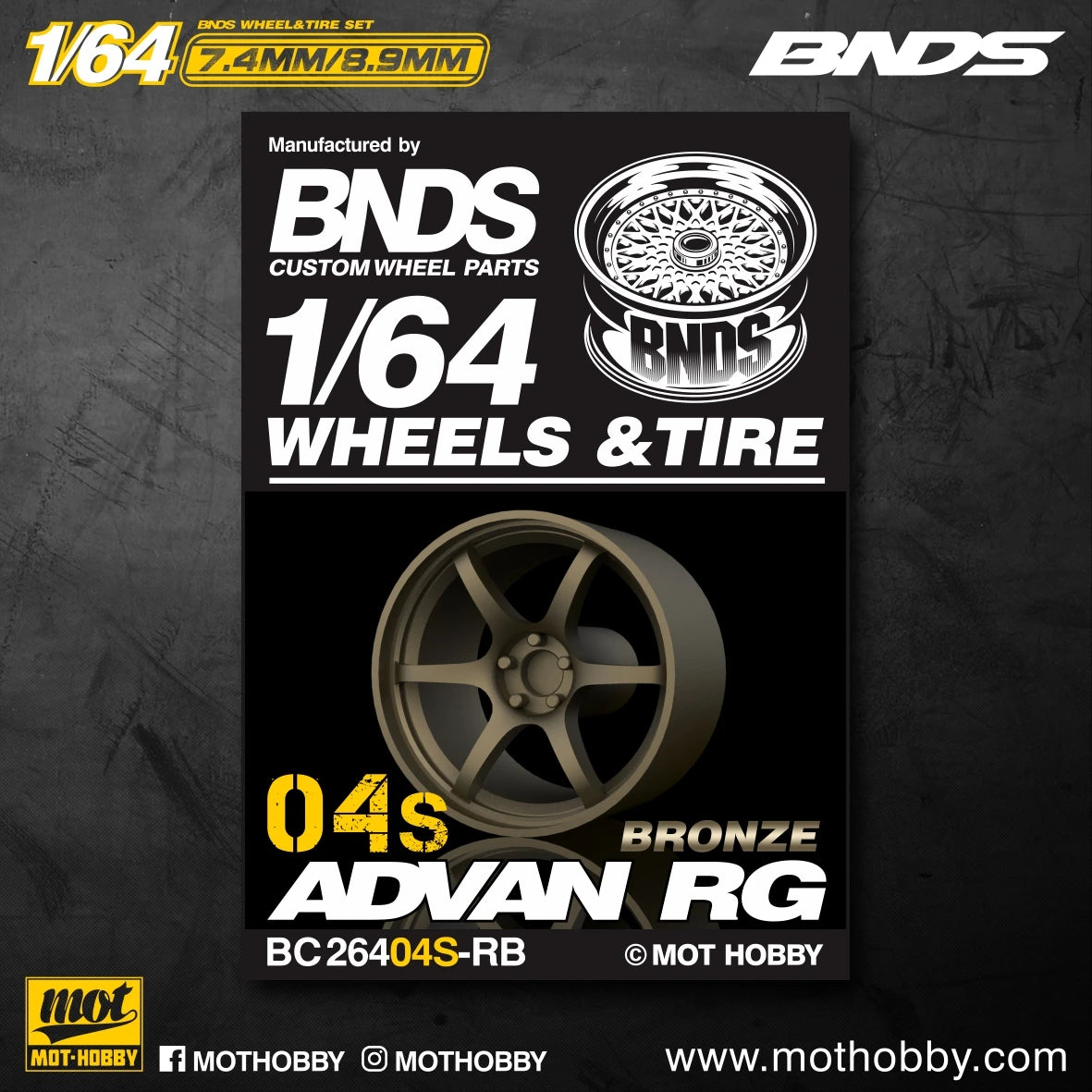 BNDS 1/64 Wheels With Rubber Tires ABS Assembly Rims Modified Parts for 1:64 Model Car VIP Style Detail-up Set New Clearance