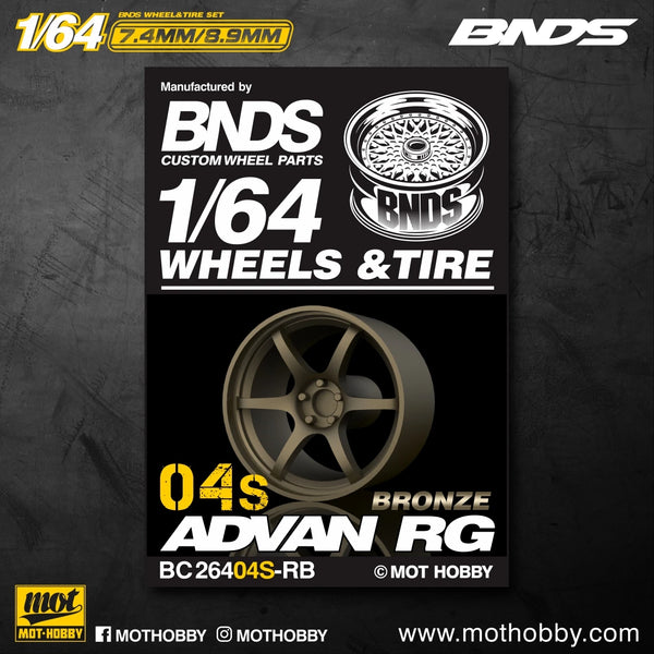 BNDS 1/64 Wheels With Rubber Tires ABS Assembly Rims Modified Parts for 1:64 Model Car VIP Style Detail-up Set New Clearance