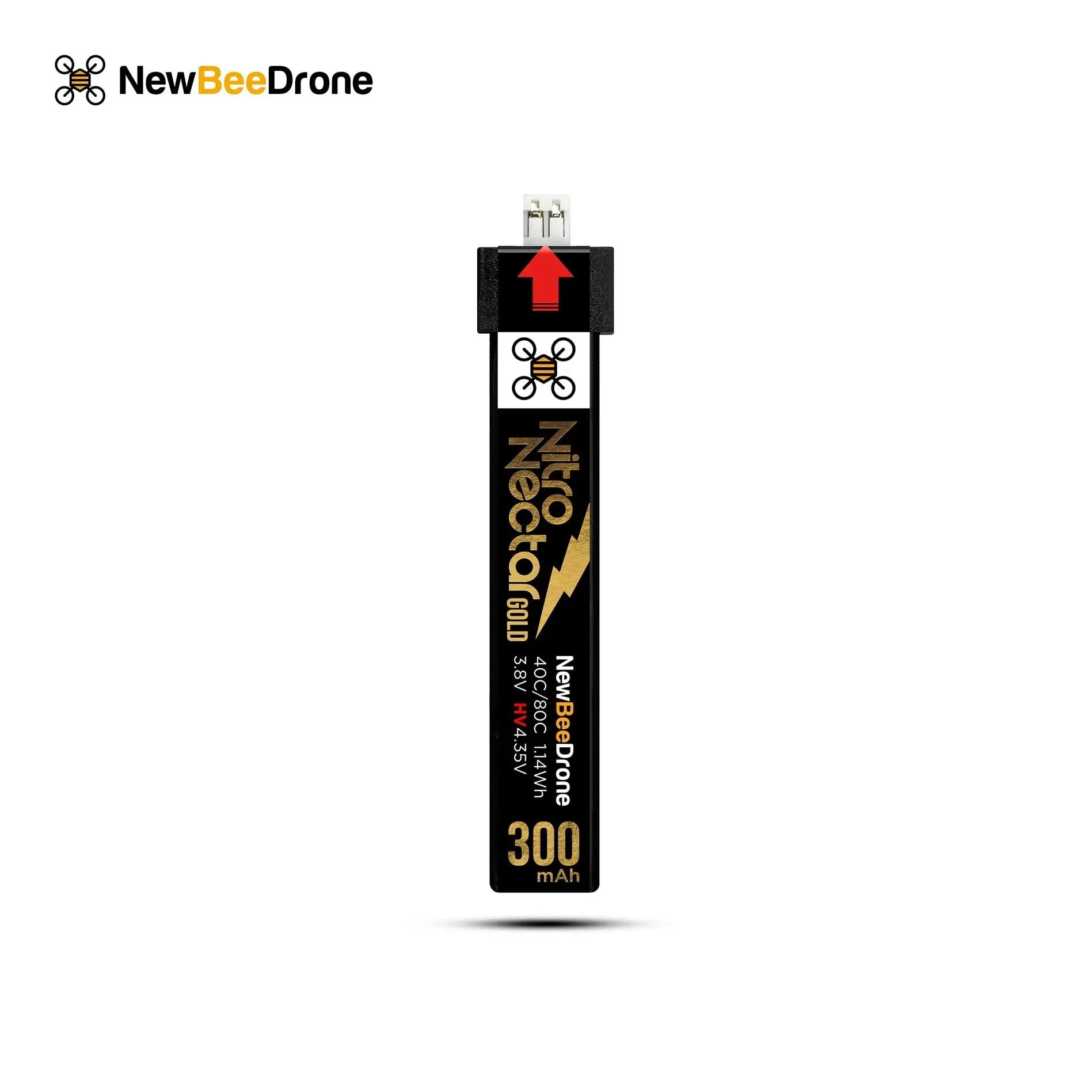 4-Pack NewBeeDrone Nitro Nectar Gold 300mAh 1S HV LiPo Battery with PH2.0