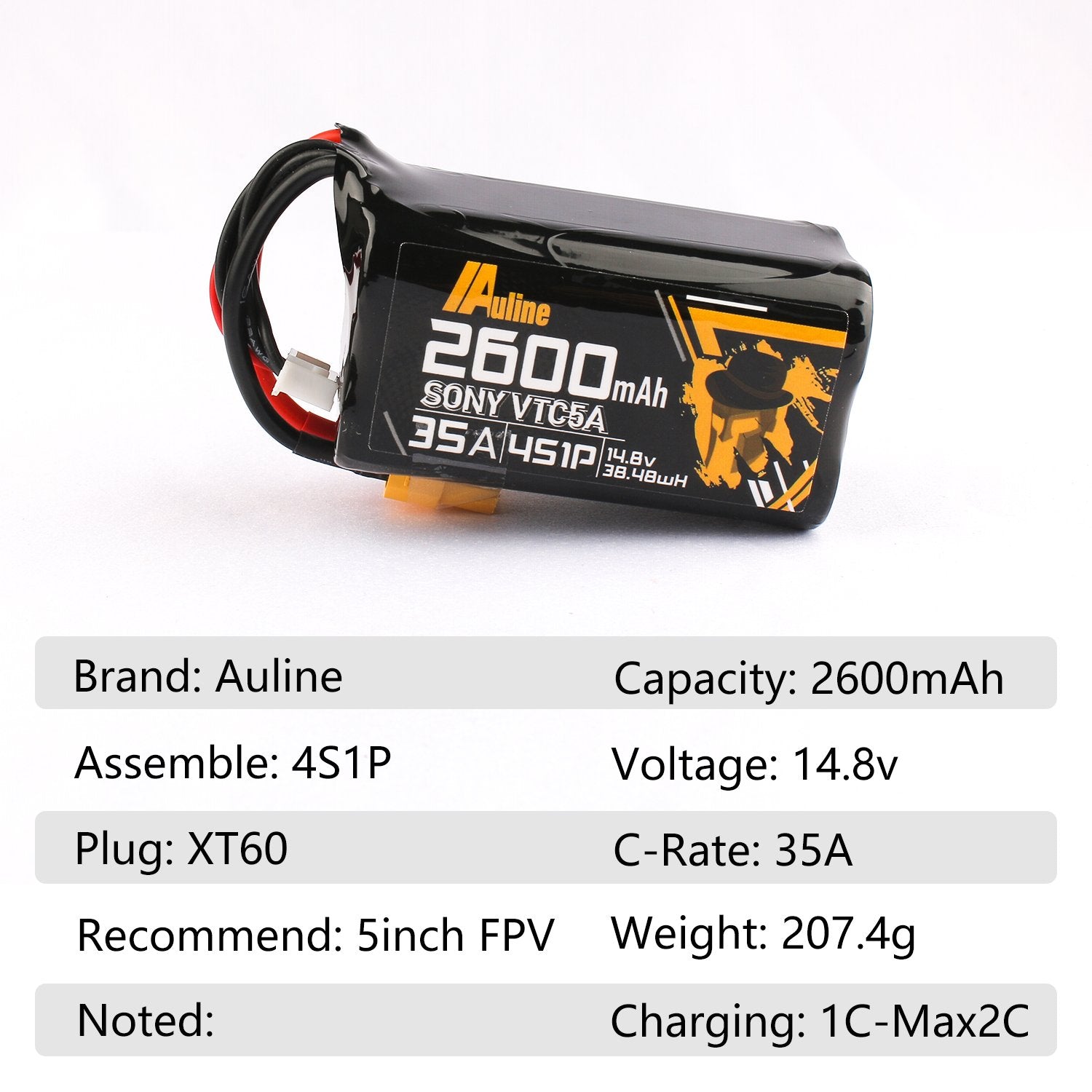 AuLine VTC5A 2600mAh 4S 14.8V35A XT60 18650 Li-Ion Battery