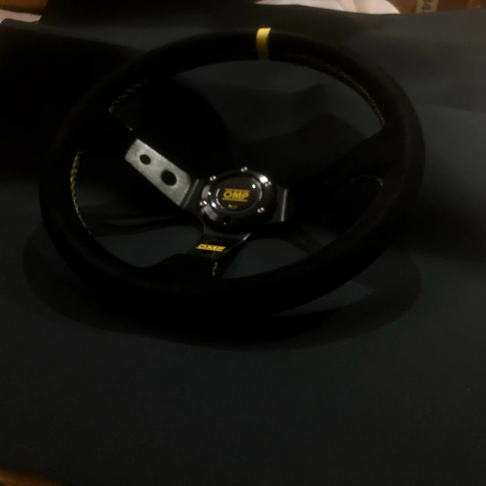 Drift 14Inch Universal OMP Steering Wheel Car JDM Racing Game Suede Leather OMP Steering Wheel Volantes For VW HONDA TOYOTA BMW