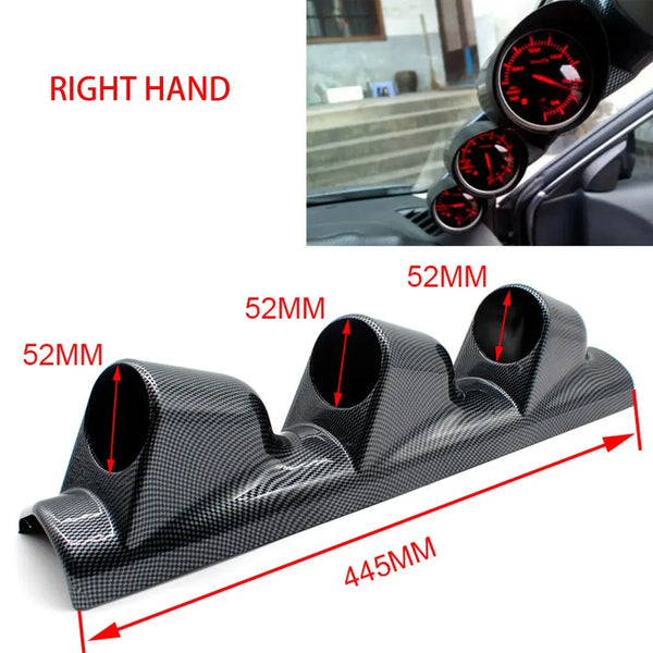 Universal Car Gauge Holder 52mm Left Right 3 Hole A Pillar Column Gauge Pod Holder Meter Stand Carbon Fiber