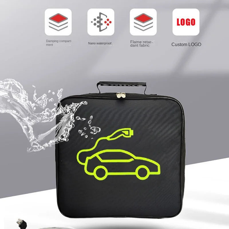 Car Charging Cable Storage For Tesla Model 3 Y S X Mach-E Carry Bag Vehicle Charger Plug Socket Jumper Waterproof Fire Retardant