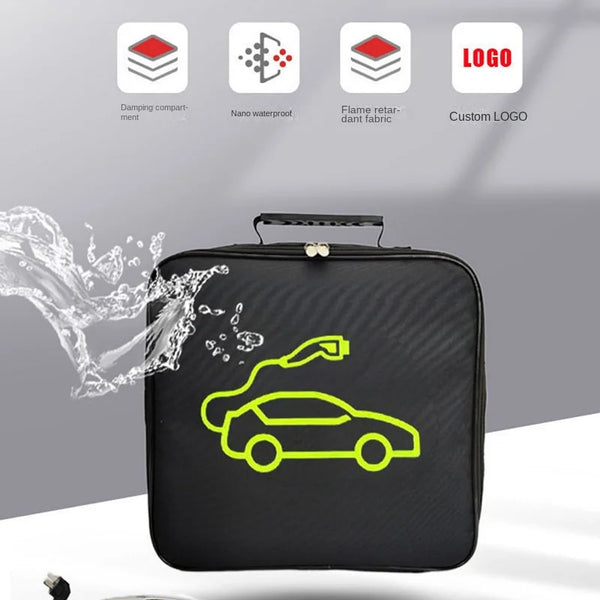 Car Charging Cable Storage For Tesla Model 3 Y S X Mach-E Carry Bag Vehicle Charger Plug Socket Jumper Waterproof Fire Retardant