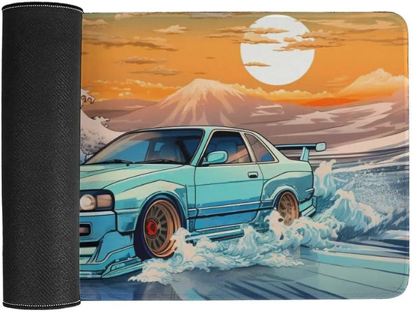 JDM Car Large Mouse Pad Gaming Great Wave Japanese Mousepad Ocean Sunset R33 Desk Mat for Keyboard Mats Non-Slip Rubber Desk Pad