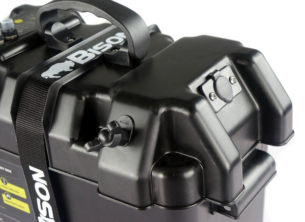 ELECTRIC OUTBOARD BATTERY BOX CARRIER WITH USB CHARGER, BREAKER & 12V SOCKET