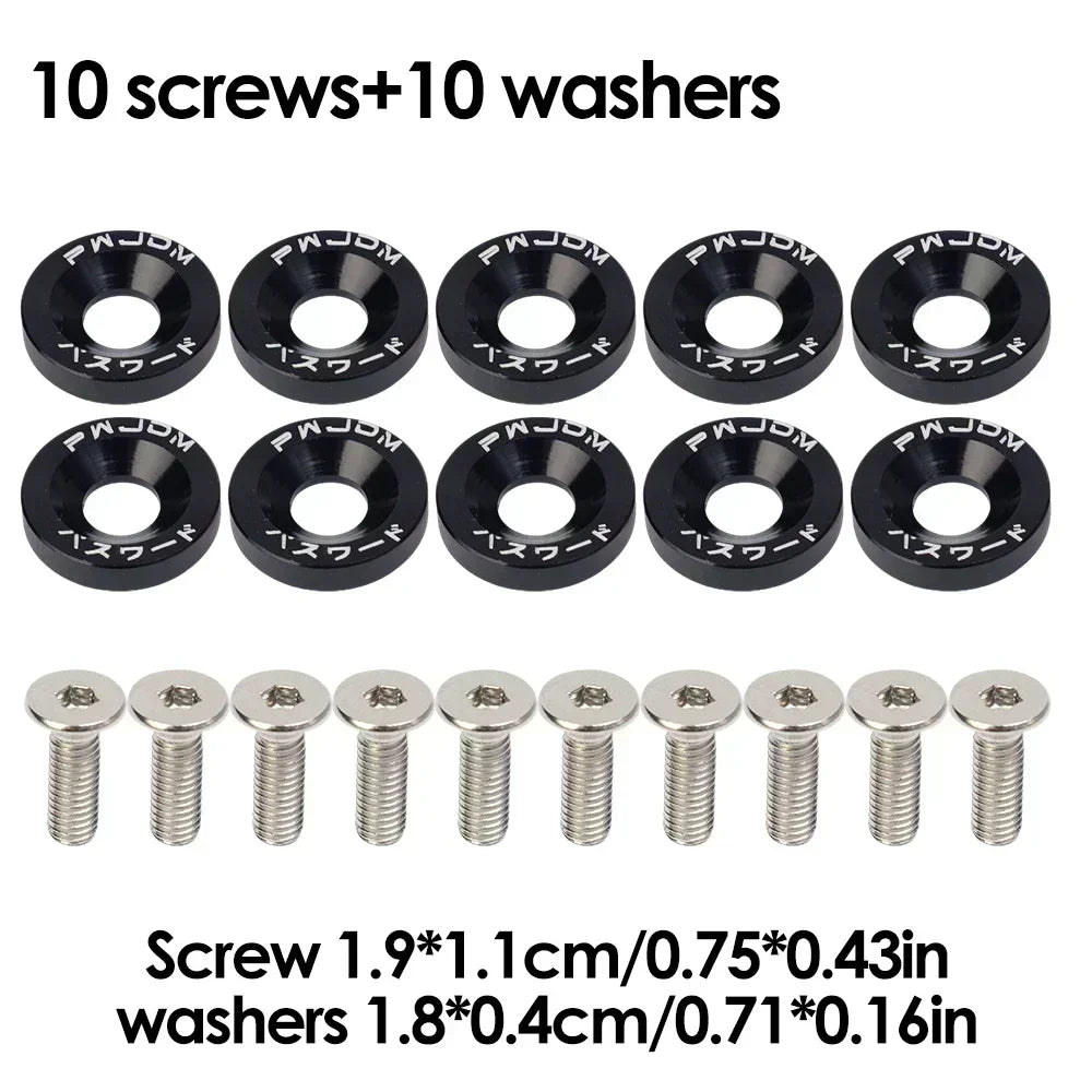 JDM Fender Washers M6 Bolt Set Car Modification Gasket Screw Fender Bumper Engine Aluminum Concave Screws Hex Fastener for Honda