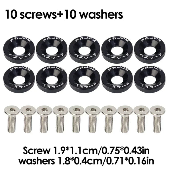 JDM Fender Washers M6 Bolt Set Car Modification Gasket Screw Fender Bumper Engine Aluminum Concave Screws Hex Fastener for Honda