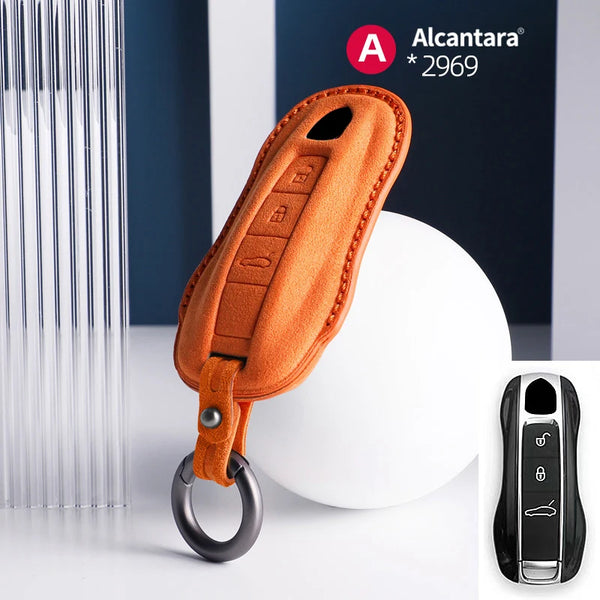Alcantara High-quality Car Key Case Cover For Porsche Panamera Spyder Carrera Macan Cayman Cayenne 911 970 981 991 Accessories