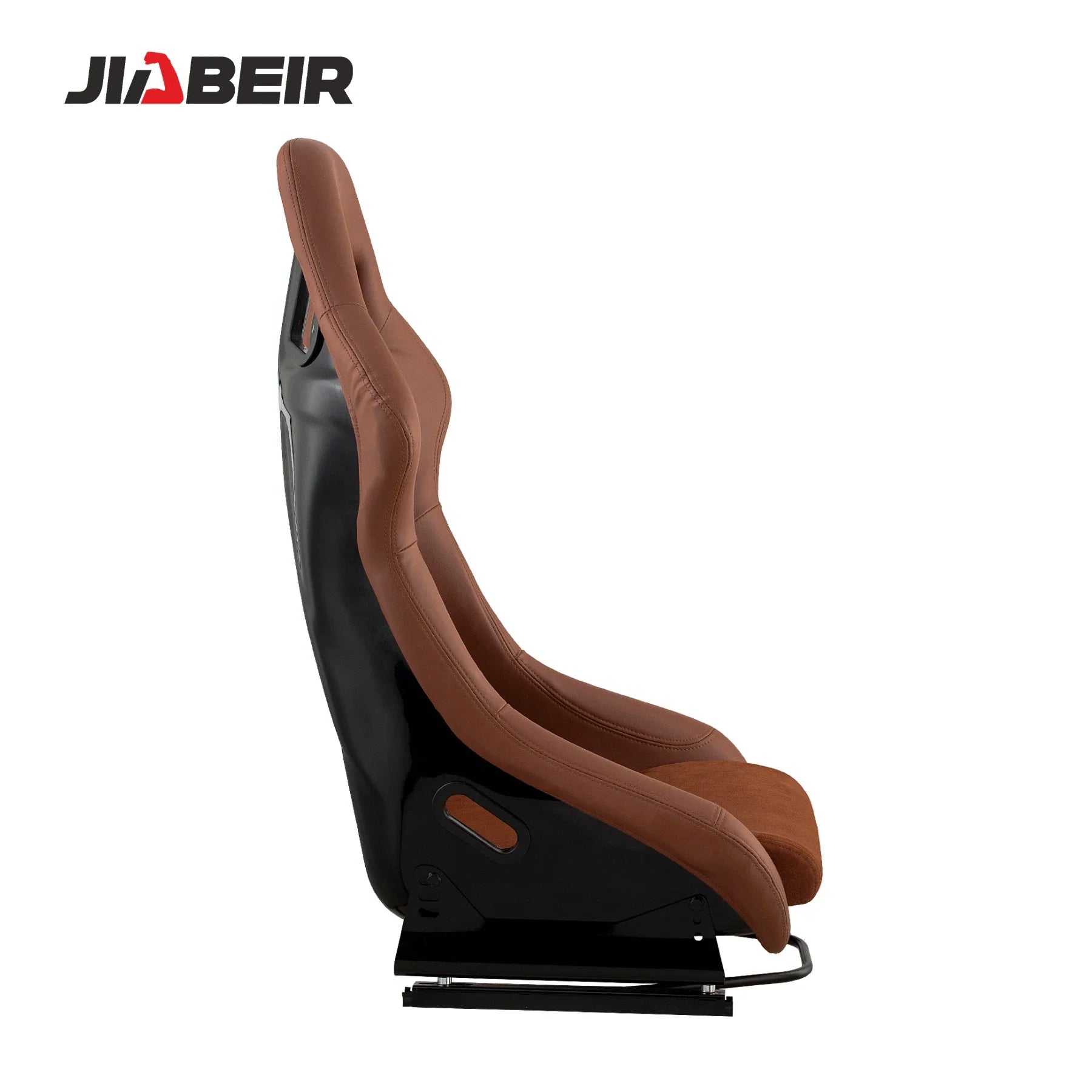 JIABEIR 1097 USA Stock Free Shipping Universal Fixed Brown PVC Leather with Alcantara Suede Car Bucket Racing Seats