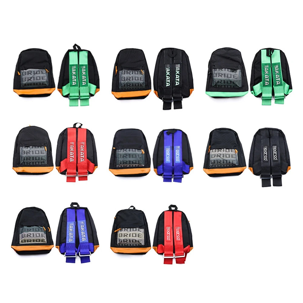Universal JDM Racing Style Fabric Backpack TAKATA Backpack Car Canvas Bride School Bag Running Backpack Harness Shoulder Straps