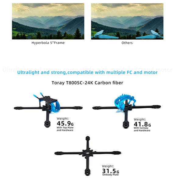 Hyperbola sub 250g Ultralight 5" Frame (DJI HD Vista Compatible)