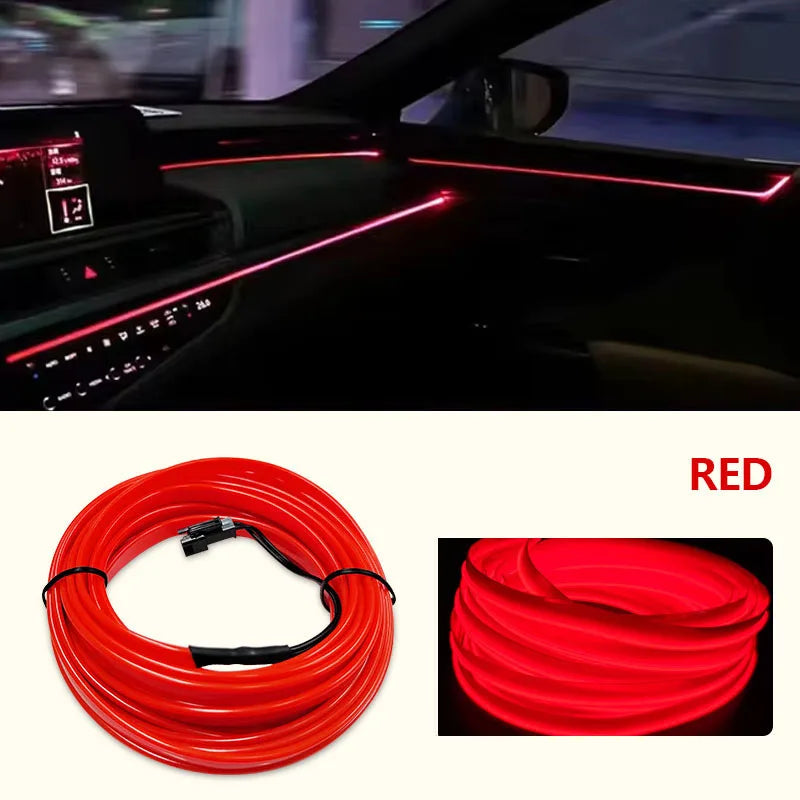 1M/3M/5M Car Interior Led Decorative Lamp EL Wiring Neon Strip For Auto DIY Flexible Ambient Light Party Atmosphere Diode