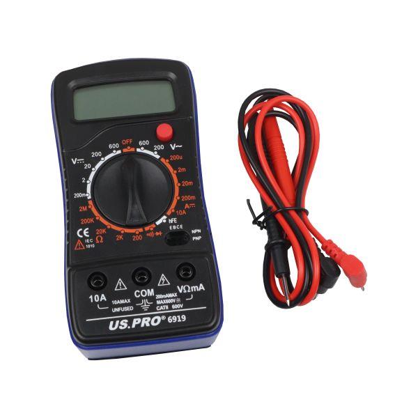 US PRO Tools Slim LCD Digital Multimeter AC/DC Voltage Current Tester 6919
