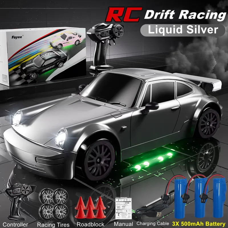 4WD RC Drift Car With LED Light 2.4G Radio 20KM/h High Speed Remote Control Racing Cars Vehicle Model Toy Gift for Boy Girl Kid