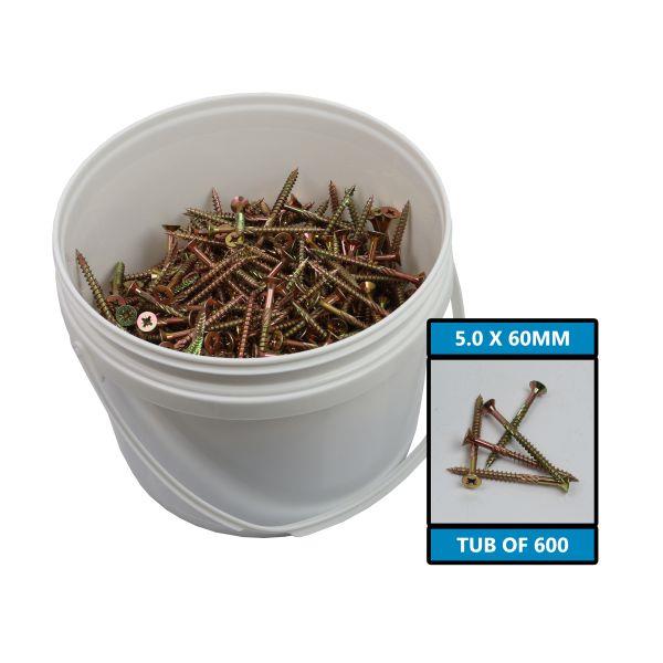 US PRO Tools 5.0 X 60MM CSK Pozi Advanced Multi Purpose Screws - Tub 600 9257