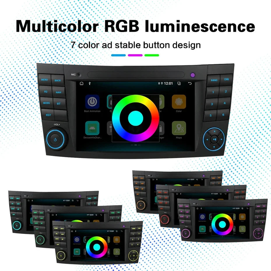 LELV 2din 7" Android 13 Car Radio For Mercedes Benz E-class W211 E200 E220 E300 E350 E240 E270 E280 W219 Carplay Stereo GPS 4G