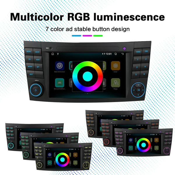 LELV 2din 7" Android 13 Car Radio For Mercedes Benz E-class W211 E200 E220 E300 E350 E240 E270 E280 W219 Carplay Stereo GPS 4G