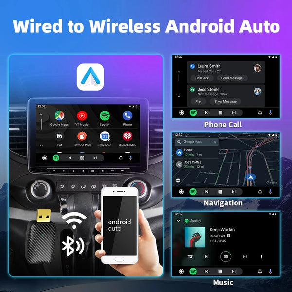 Carplay Android Auto Wireless Adapter For Toyota Mazda Nissan Camry Suzuki Subaru Citroen Audi Mercedes Kia Ford Opel Spotify BT
