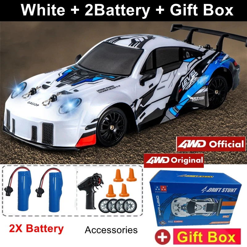 4WD RC Drift Car With LED Light 2.4G Radio 20KM/h High Speed Remote Control Racing Cars Vehicle Model Toy Gift for Boy Girl Kid