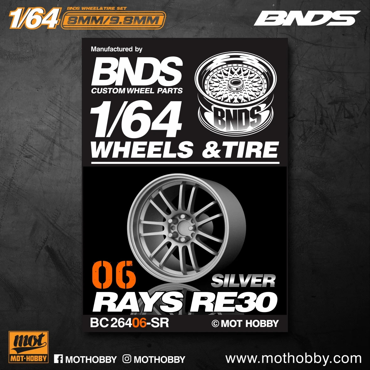 BNDS 1/64 Wheels With Rubber Tires ABS Assembly Rims Modified Parts for 1:64 Model Car VIP Style Detail-up Set New Clearance