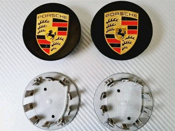 Porsche Wheel Centre Caps- Black & Gold