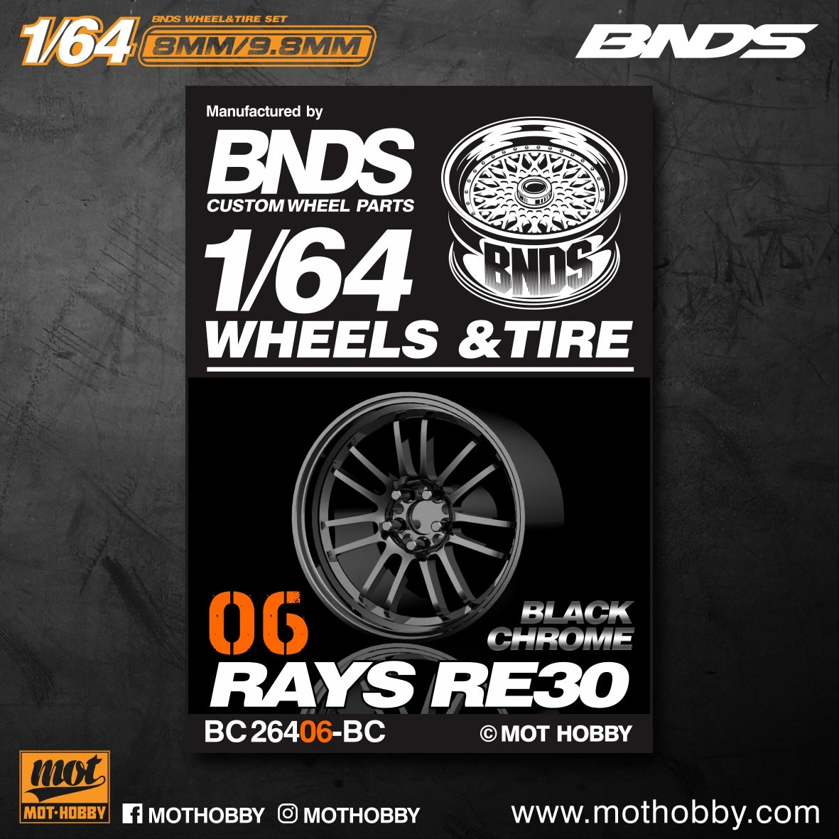 BNDS 1/64 Wheels With Rubber Tires ABS Assembly Rims Modified Parts for 1:64 Model Car VIP Style Detail-up Set New Clearance