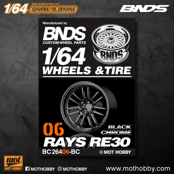 BNDS 1/64 Wheels With Rubber Tires ABS Assembly Rims Modified Parts for 1:64 Model Car VIP Style Detail-up Set New Clearance