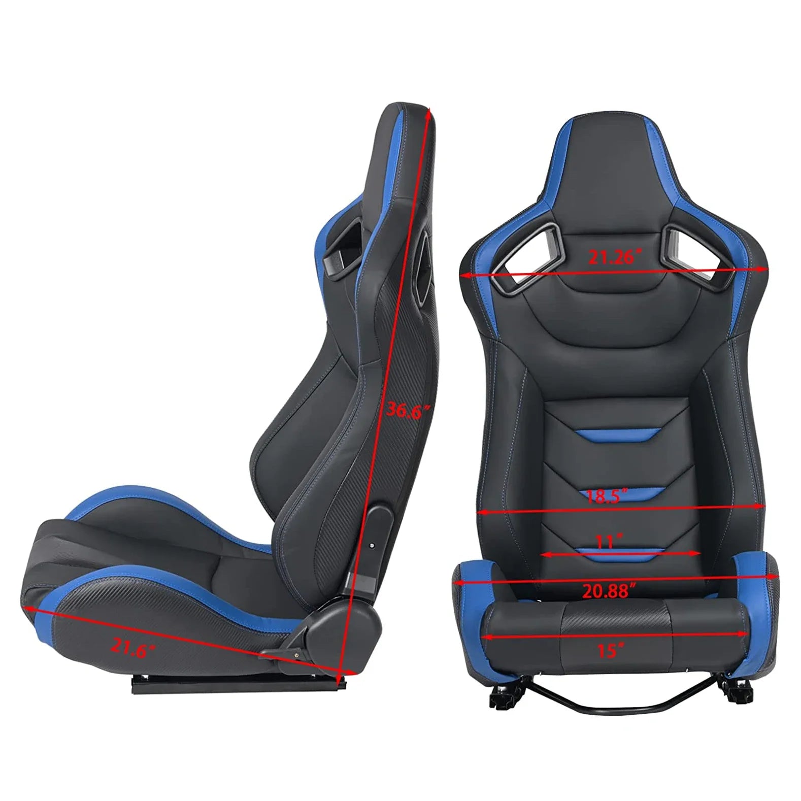 JIABEIR 1054B Blue High Quality Leather Adjustable Simulator Sim Bucket Car Racing Seats