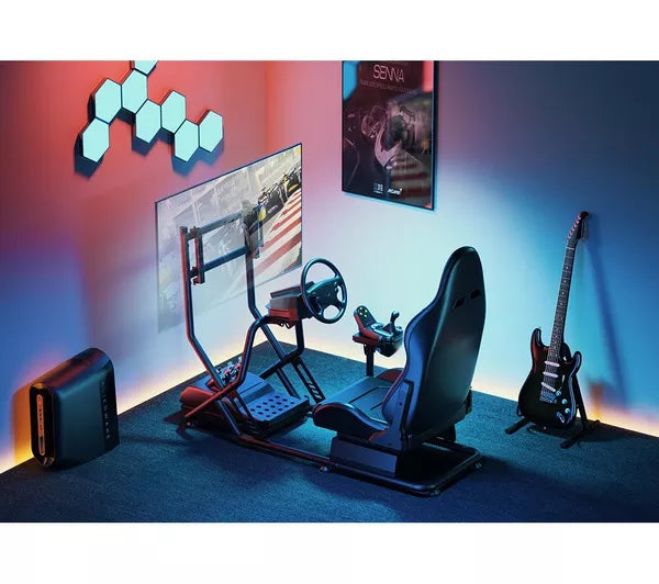 ADX Firebase RS03 Racing Simulator Cockpit Frame + Seat + Screen Mount - Black Driving Game Sim Racing Frame & Folding Seat - Wheel Pedals Xbox PS PC Console