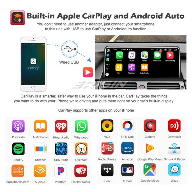 ES2870B 8-Core 10.25” CarPlay Android 10.0 Car Stereo GPS Sat Navi Radio BMW X5 E70 X6 E71 CIC CCC IPS WiFi 4G BT DAB+