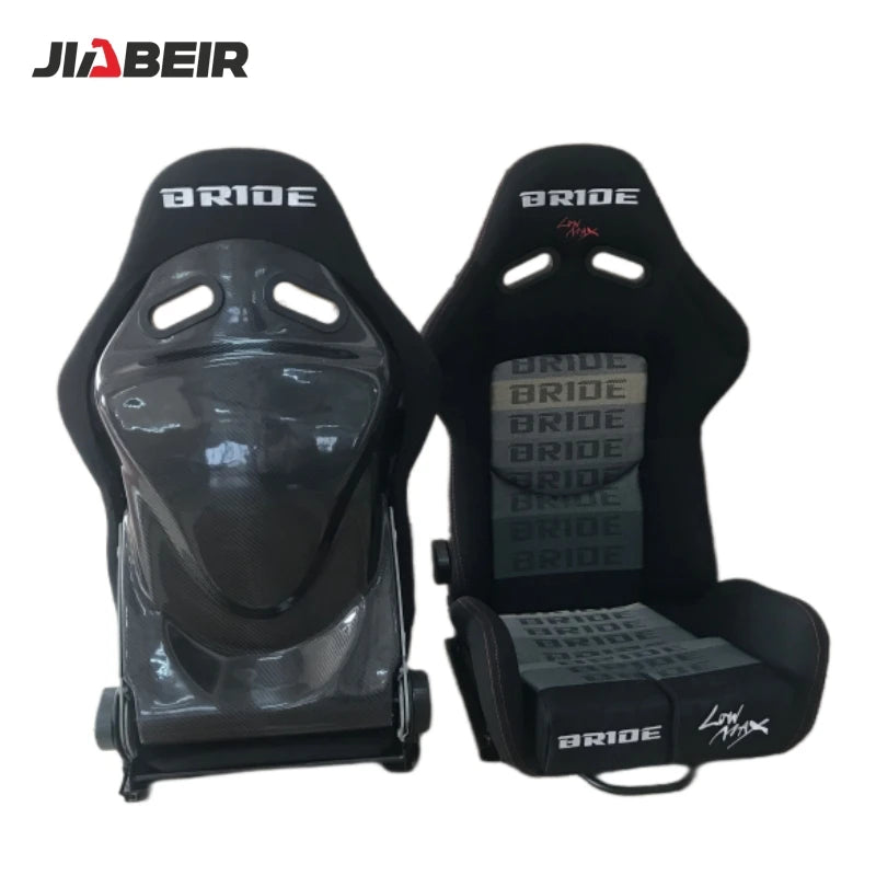 JBR 1020 Pair of (x2) BRIDE Style Lowmax Adjustable Fiberglass Carbon Fiber CF Bucket Seats