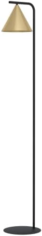 EGLO Floor lamp Narices, minimalist standing light made of brushed brass metal, golden and black living room lighting with foot switch, E27 socket