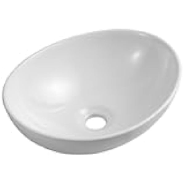 iBathUK Modern Oval Gloss White Countertop Basin Sink Ceramic