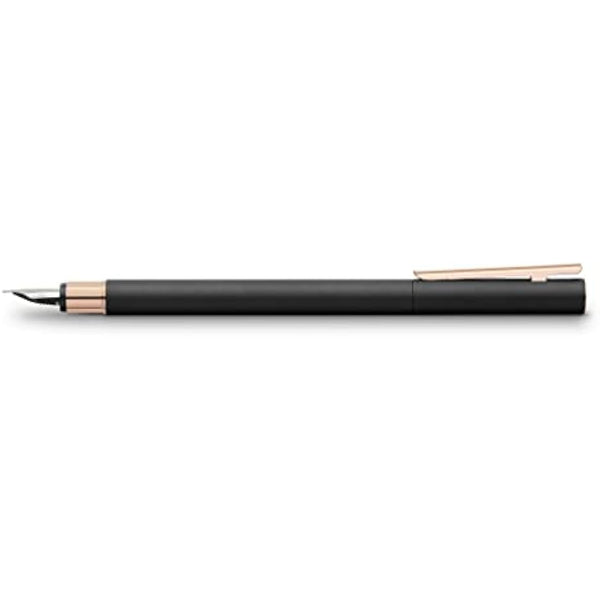 Faber-Castell Neo Slim 343101 Fountain Pen Metal Nib Width F Black with Rose Gold