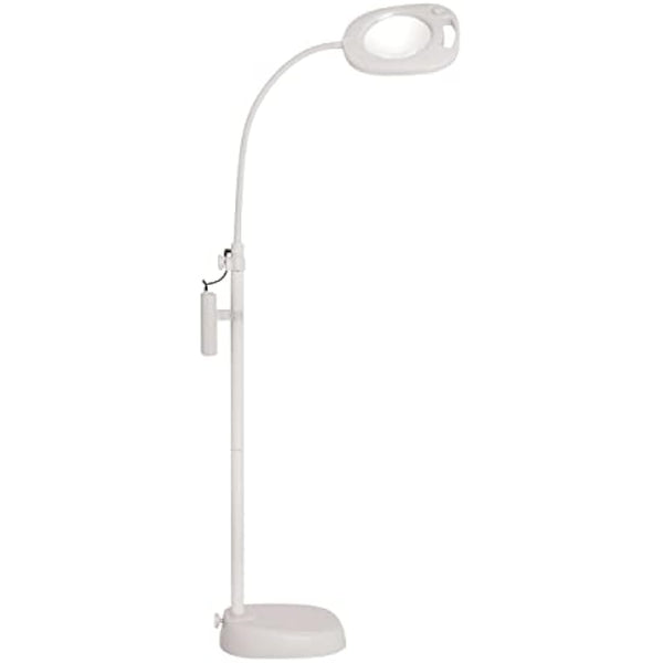 PURElite Magnifying LED Floor Lamp – 3in1 Lamp, Table Lamp & Clip-on Light, Natural Daylight Bulbs, Dimmer Switch, Adjustable Flexi Neck, For Needlework, Sewing, Crafting, Reading