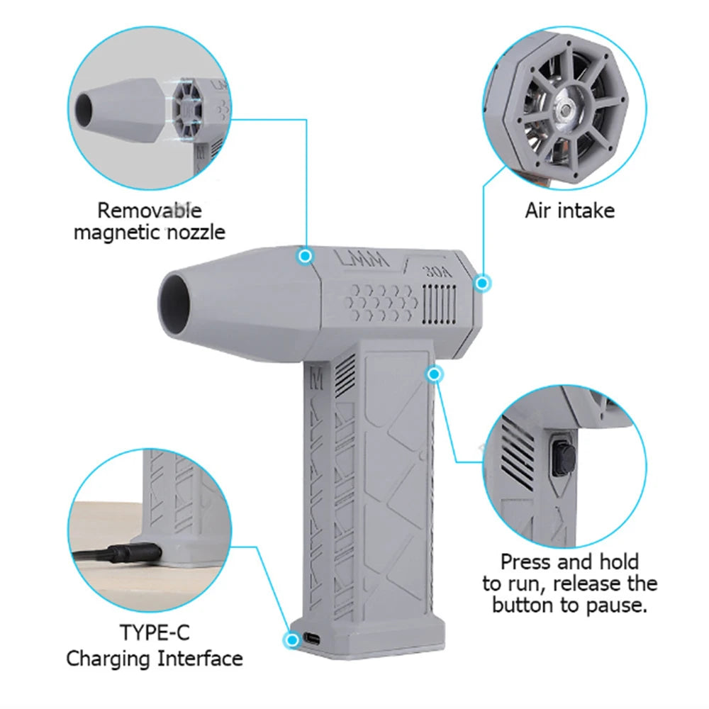 130000RPM Mini Turbo Jet Fan Electric Air Duster Adjustable wind speed Turbo Violent Blower Rechargeable with Light Car Cleaning