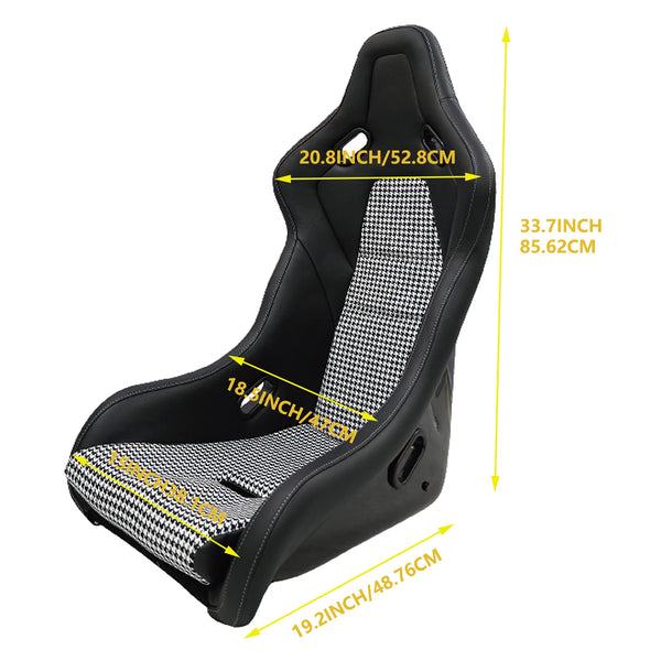 JBR SINGLE (x1) Large Universal Bucket Seat Strong Fiberglass & PVC Leather Racing Seats W/Side Mounting And Double Slider