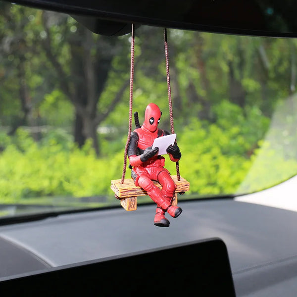 Marvel Deadpool Car Rearview Mirror Pendant Reading Deadpool Car Pendant Mini Model Toy Action Figure New Hot Christmas Gift