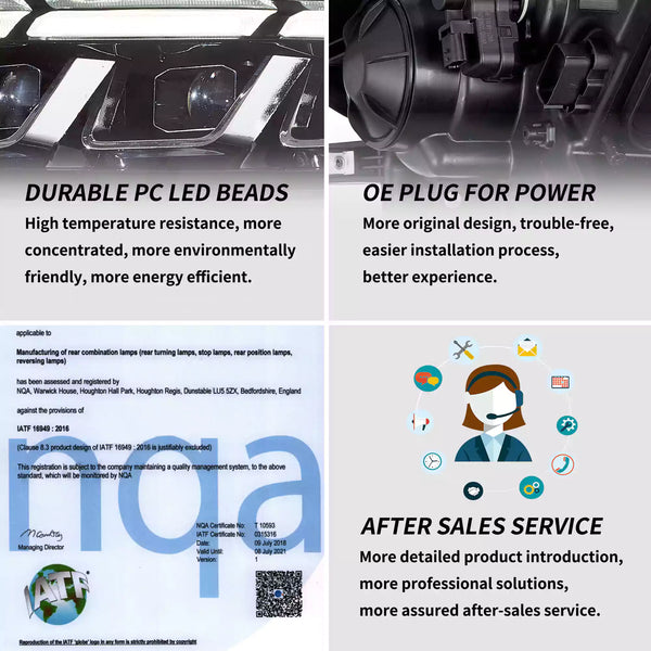 15-17 Ford Mustang LED Headlights Update 2024 S650 Style - 2015 2016 2017 Ford Mustang Eco boost GT GT350 GT500 LHD