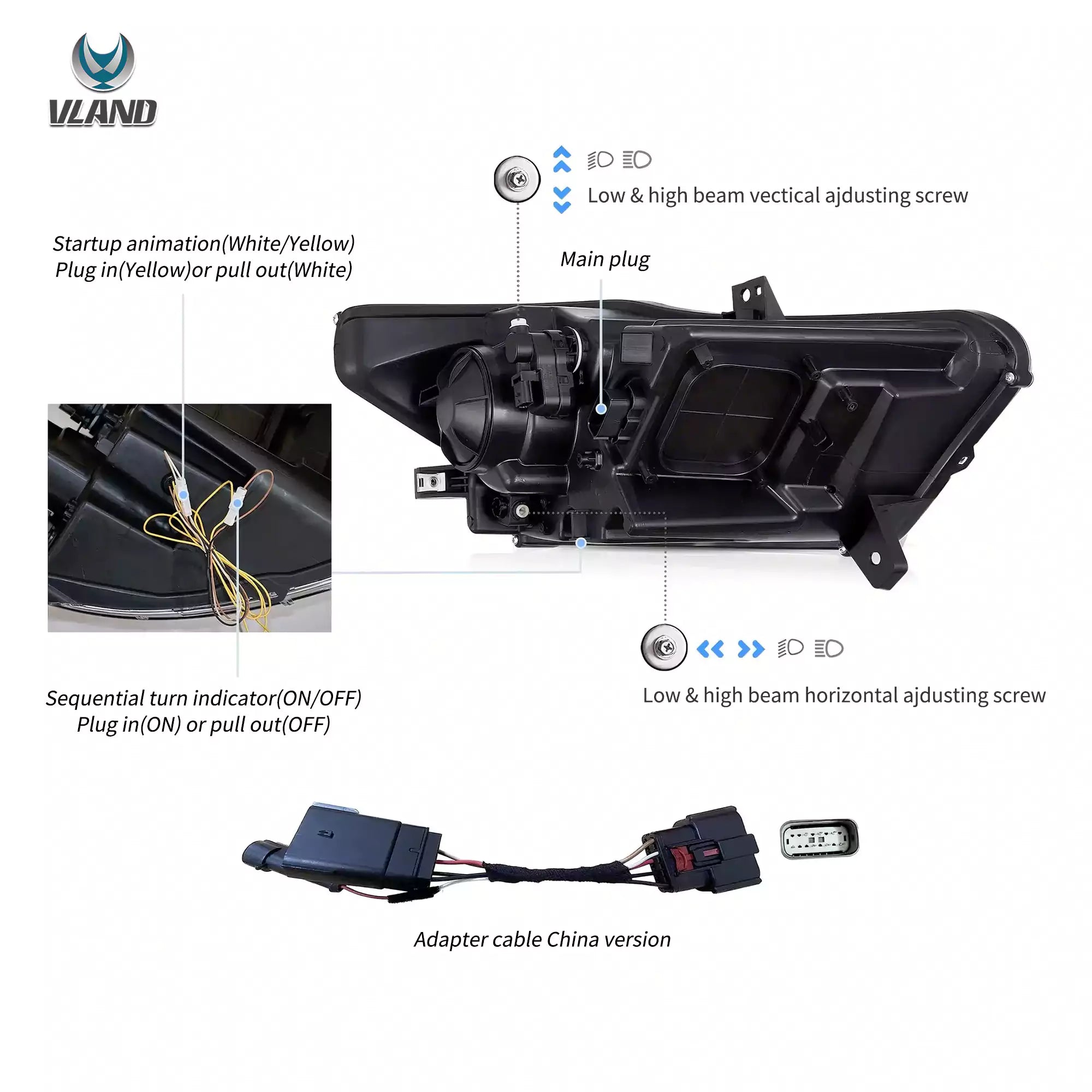 15-17 Ford Mustang LED Headlights Update 2024 S650 Style - 2015 2016 2017 Ford Mustang Eco boost GT GT350 GT500 LHD