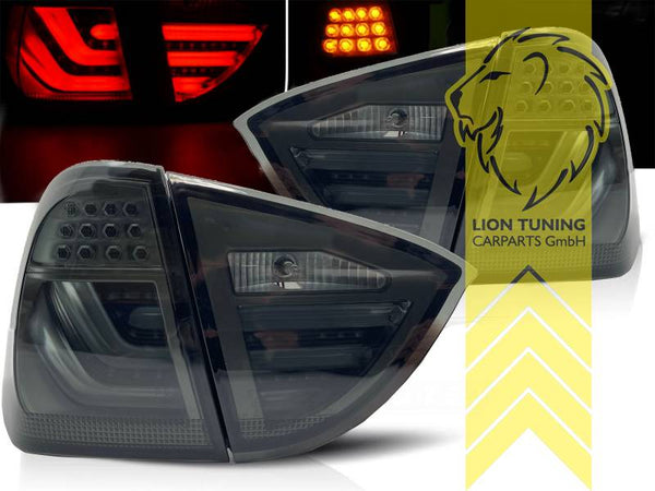 LT Pair LED Lightbar Rear Lights Tail Lamps BMW E91 3 Series Touring 05-08 black smoke LHD