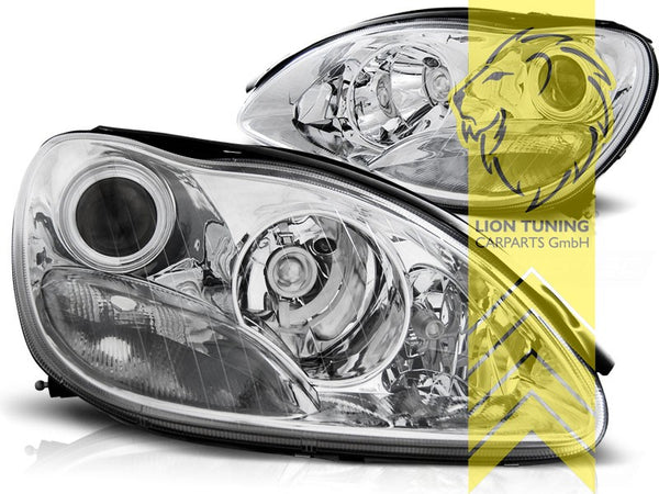 LT LED DRL XENON Model Halo Headlights Mercedes Benz W220 98-02 Xenon CHROME LHD