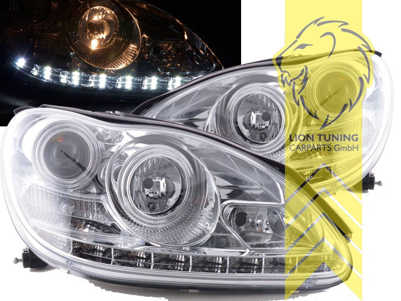 LT LED DRL XENON Model Halo Headlights Mercedes Benz W220 02-05 S-Kl Xenon CHROME LHD