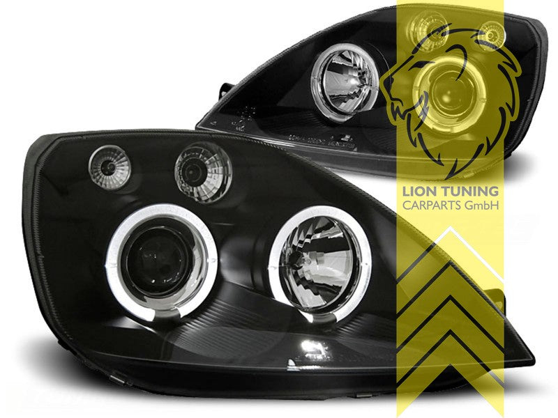LT Pair LED DRL Halo Ring Angel Eye Headlights Ford Fiesta 6 JH1 JD3 MK6 03-07 LHD